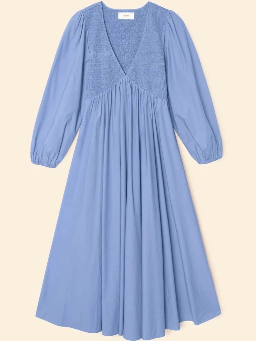 NWT Xirena Women's Luella Smocked V Neck Cotton Dress In Blue XS S NEW